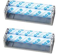 OCB - Juego de 2 librillos manuales de cigarrillos (70 mm, metal con instrucciones (idioma español no garantizado) + pegatina de la suerte gratuita)