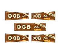 OCB Virgin Unbleached King Size Slim Rolling Papers + Filter Tips Papers Papel de fumar Papeles de cigarrillos Papeles de fumar Paquete de 5 folletos from SUDESH ENTERPRISES