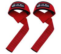 OCBA Correas de muñeca para levantamiento de pesas, muñequeras de algodón acolchadas para gimnasio, culturismo, levantamiento de potencia, empuñaduras de fitness, talla única, (Rojo)