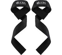 OCBA Correas de muñeca para levantamiento de pesas, muñequeras de algodón acolchadas para gimnasio, culturismo, levantamiento de potencia, empuñaduras de fitness, talla única, (Negro)