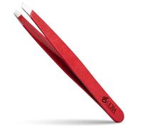OCBA piezas Pinzas para cejas pinzas de depilar para depilación de cejas Punta mejorada Pinzas profesionales para cejas con acabado antideslizante para depilación con funda incluida (1 P Rojo)