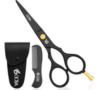 OCBA Tijeras de barba, tijeras profesionales para bigote, tijeras de corte de pelo para orejas y nariz, de acero inoxidable, uso seguro para cejas (Negro clásico)