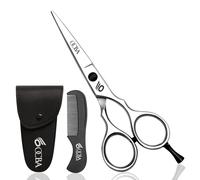 OCBA Tijeras de barba, tijeras profesionales para bigote, tijeras de corte de pelo para orejas y nariz, de acero inoxidable, uso seguro para cejas (Plata clásica)