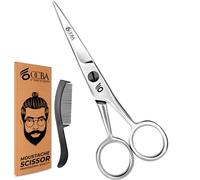OCBA Tijeras de barba, tijeras profesionales para bigote, tijeras de corte de pelo para orejas y nariz, de acero inoxidable, uso seguro para cejas