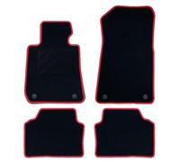 OCC DESIGN - Alfombrillas Coche a Medida, Compatibles con BMW E90 Serie 3 Sedan (2005-2011), Alta Calidad, Velour/Polipropileno, Anclaje Original, Reverso Antideslizante, Talonera, Ribete Rojo