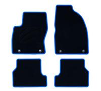 OCC DESIGN - Alfombrillas Coche a Medida, Compatibles con Ford Focus II (2004-2011), Moqueta Alta Calidad, Velour/Polipropileno, Anclaje Original, Reverso Antideslizante, Talonera, Ribete Azul