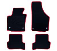 OCC DESIGN - Alfombrillas Coche a Medida, Compatibles con Seat León MK2 (2005-2012), Moqueta Alta Calidad, Velour/Polipropileno, Anclaje Original, Reverso Antideslizante, Talonera, Ribete Rojo