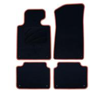 OCC DESIGN - Alfombrillas Coche a Medida para BMW E46 Cabrio (2000-2007), Moqueta de, Velour/Polipropileno, Anclaje Original, Talonera, Ribete Naranja