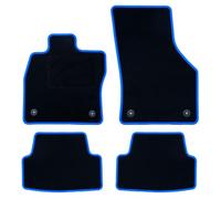 OCC DESIGN - Alfombrillas Coche a Medida, Compatibles con VOLKSWAGEN GOLF VII (2012-2019), Moqueta Alta Calidad, Velour/Polipropileno, Anclaje Original, Reverso Antideslizante, Talonera, Ribete Azul