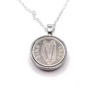 OCC - Gemelos de moneda vieja maciza 1953 Lucky Irish Threepence 3D 72 cumpleaños más una cadena de plata de ley de 45,7 cm, One size, Chapado en plata, Otro tipo de cierre.