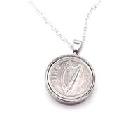 OCC - Gemelos de moneda vieja maciza de 1968 Lucky Irish Threepence 3D 57 cumpleaños más una cadena de plata de ley de 45,7 cm, One size, Chapado en plata, Otro tipo de cierre.