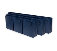 OccasionALL Bolsas de regalo medianas de 7.5 x 9 x 3.5 pulgadas, paquete de 12 bolsas de regalo azul marino con asas para recuerdos de fiesta, Navidad, vacaciones, pequeñas empresas, a granel