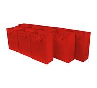 OccasionALL Bolsas de regalo rojas con asas, bolsa grande de Navidad, vacaciones, cumpleaños, bodas, San Valentín, recuerdos de fiesta, compras, a granel, 10 x 5 x 13 pulgadas, paquete de 12 unidades