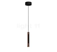 Occhio Coro Sospeso 350 Fix Up Zoom, lámpara de suspensión LED, cabeza oro rosa/florón negro mate - 2.200-3.500 K - x-tra warm - Occhio Air