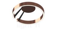 Occhio Mito Aura 40 Lusso Narrow, lámpara de techo/pared LED, cabeza oro rosa/cuerpo negro mate/cubierta ascot cuero marrón - Occhio Air