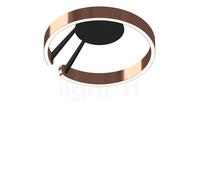 Occhio Mito Aura 40 Lusso Narrow, lámpara de techo/pared LED, cabeza oro rosa/cuerpo negro mate/cubierta cuero negro - 2.700-4.000 K