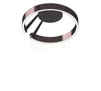 Occhio Mito Aura 40 Lusso Narrow, lámpara de techo/pared LED, cabeza phantom/cuerpo negro mate/cubierta ascot cuero gris