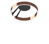 Occhio Mito Aura 40 Lusso Wide, lámpara de techo/pared LED, cabeza oro rosa/cuerpo negro mate/cubierta ascot cuero gris - Occhio Air