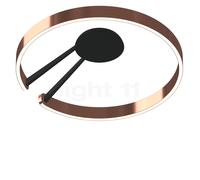 Occhio Mito Aura 60 Lusso Wide, lámpara de techo/pared LED, cabeza oro rosa/cuerpo negro mate/cubierta cuero negro - 2.700-4.000 K - Occhio Air