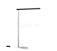 Occhio Mito Terra Variabel, lámpara de pie LED, cabeza negro mate/cuerpo plateado mate