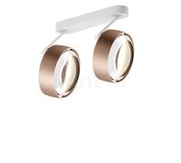 Occhio Più Alto 3d Doppio Volt S100, foco LED 2 focos, cabeza dorado mate/florón blanco mate/cubierta blanco - 2.700 K