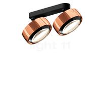 Occhio Più Alto Doppio Volt C80, foco 2 focos, cabeza oro rosa/florón negro mate/cubierta negro - 2.700 K