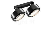 Occhio Più Alto Doppio Volt S40, foco 2 focos, cabeza cromo brillo/florón negro mate/cubierta negro - 2.700 K