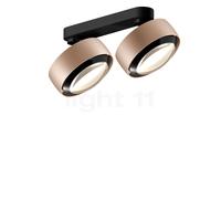 Occhio Più Alto Doppio Volt S40, foco 2 focos, cabeza dorado mate/florón negro mate/cubierta negro - 2.700 K