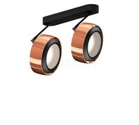 Occhio Più R Alto 3d Doppio Volt C100, foco LED 2 focos, cabeza oro rosa/florón negro mate/cubierta negro mate - 2.700 K