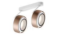 Occhio Più R Alto 3d Doppio Volt S100, foco LED 2 focos, cabeza dorado mate/florón blanco mate/cubierta blanco mate - 2.700 K