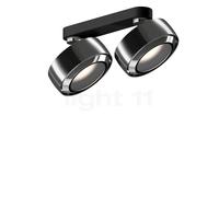 Occhio Più R Alto Doppio Volt B, foco LED 2 focos, cabeza cromo brillo/florón negro mate/cubierta cromo brillo - 3.000 K
