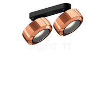 Occhio Più R Alto Doppio Volt S30, foco LED 2 focos, cabeza oro rosa/florón negro mate/cubierta oro rosa - 2.700 K