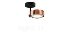 Occhio Sento Faro 10 Up E, lámpara de techo LED, cabeza oro rosa/cuerpo negro mate/florón negro mate - 3.000 K - Occhio Air