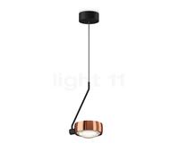 Occhio Sento Filo 180 Fix Up E, lámpara de suspensión LED, cabeza oro rosa/cuerpo negro mate/florón negro mate - 2.700 K - Occhio Air