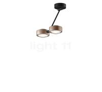 Occhio Sento Soffitto Doppio 30 Up D, lámpara de techo LED 2 focos, cabeza dorado mate/cuerpo negro mate/florón negro mate - 2.700 K