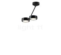 Occhio Sento Soffitto Doppio 30 Up E, lámpara de techo LED 2 focos, cabeza black phantom/cuerpo negro mate/florón negro mate - 2.700 K - Occhio Air