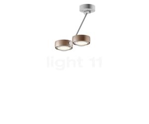 Occhio Sento Soffitto Doppio 30 Up E, lámpara de techo LED 2 focos, cabeza dorado mate/cuerpo blanco mate/florón blanco mate - 3.000 K