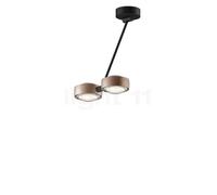 Occhio Sento Soffitto Doppio 40 Up D, lámpara de techo LED 2 focos, cabeza dorado mate/cuerpo negro mate/florón negro mate - 3.000 K - Occhio Air