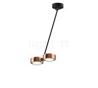 Occhio Sento Soffitto Doppio 60 Up D, lámpara de techo LED 2 focos, cabeza oro rosa/cuerpo negro mate/florón negro mate - 3.000 K
