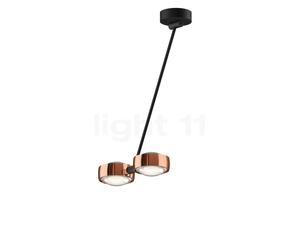Occhio Sento Soffitto Doppio 60 Up D, lámpara de techo LED 2 focos, cabeza oro rosa/cuerpo negro mate/florón negro mate - 3.000 K
