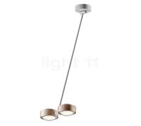 Occhio Sento Soffitto Doppio 80 Up D, lámpara de techo LED 2 focos, cabeza dorado mate/cuerpo blanco mate/florón blanco mate - 3.000 K - Occhio Air