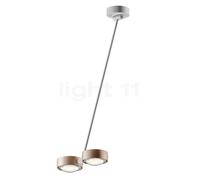 Occhio Sento Soffitto Doppio 80 Up E, lámpara de techo LED 2 focos, cabeza dorado mate/cuerpo blanco mate/florón blanco mate - 3.000 K