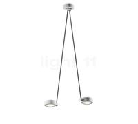 Occhio Sento Soffitto Due 100 Up E, lámpara de techo LED 2 focos, cabeza blanco brillo/cuerpo cromo brillo/florón blanco brillo - 2.700 K - Occhio Air