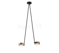 Occhio Sento Soffitto Due 100 Up E, lámpara de techo LED 2 focos, cabeza oro rosa/cuerpo negro mate/florón negro mate - 2.700 K