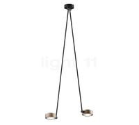 Occhio Sento Soffitto Due 125 Up D, lámpara de techo LED 2 focos, cabeza dorado mate/cuerpo negro mate/florón negro mate - 3.000 K