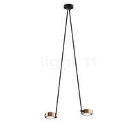 Occhio Sento Soffitto Due 125 Up D, lámpara de techo LED 2 focos, cabeza oro rosa/cuerpo negro mate/florón negro mate - 2.700 K