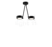 Occhio Sento Soffitto Due 30 Up E, lámpara de techo LED 2 focos, cabeza black phantom/cuerpo negro mate/florón negro mate - 3.000 K - Occhio Air