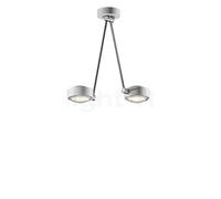 Occhio Sento Soffitto Due 40 Up D, lámpara de techo LED 2 focos, cabeza blanco brillo/cuerpo cromo brillo/florón blanco brillo - 2.700 K - Occhio Air