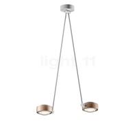 Occhio Sento Soffitto Due 80 Up D, lámpara de techo LED 2 focos, cabeza dorado mate/cuerpo blanco mate/florón blanco mate - 3.000 K - Occhio Air