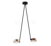 Occhio Sento Soffitto Due 80 Up D, lámpara de techo LED 2 focos, cabeza dorado mate/cuerpo negro mate/florón negro mate - 3.000 K - Occhio Air